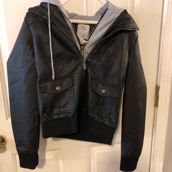 Full Tilt Jackets & Blazers - FULL TILT HOODED LEATHER JACKET.